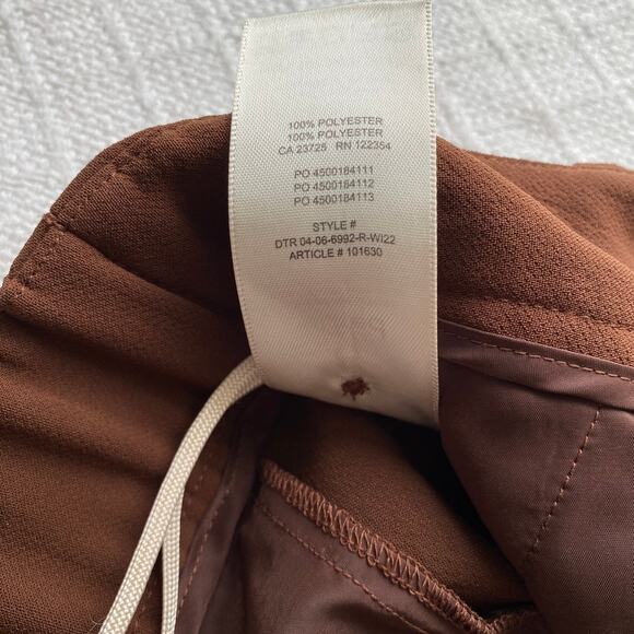 Aritzia Wilfred Dashwood Pant Crepette High Rise Pleated Cuffed Trousers Brown 8 - Picture 9 of 9